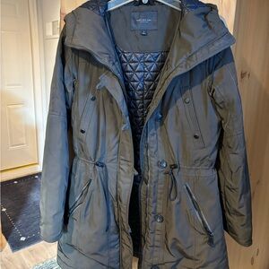 Marc New York Olive Green Quilted-Lined Coat with Hood, Size S-M